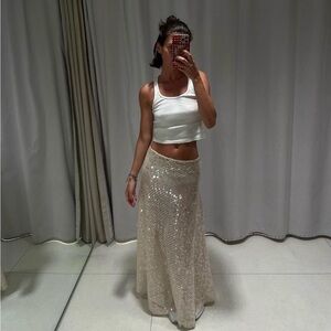 Zara Sequins Crochet Skirt Size Small NWT